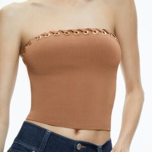 Alice + Olivia Camel Alison Grommets Tube Top NWT